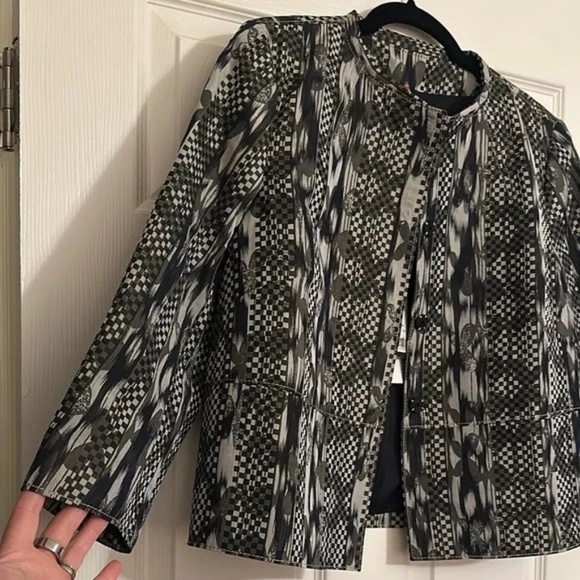 Piazza Sempione Black and Gray Patterned Blazer sz 10 - Picture 8 of 10